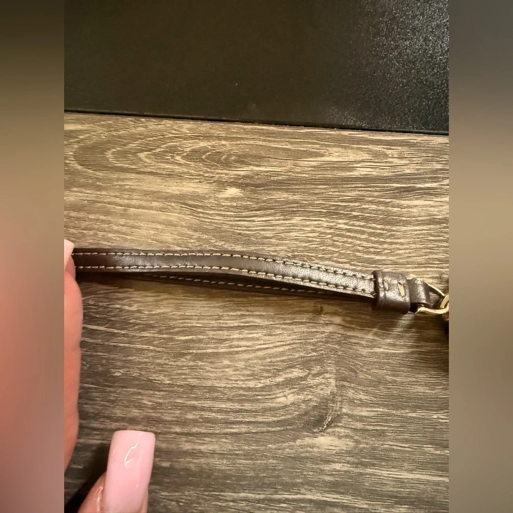 Coach Tan and Brown Signature Wristlet